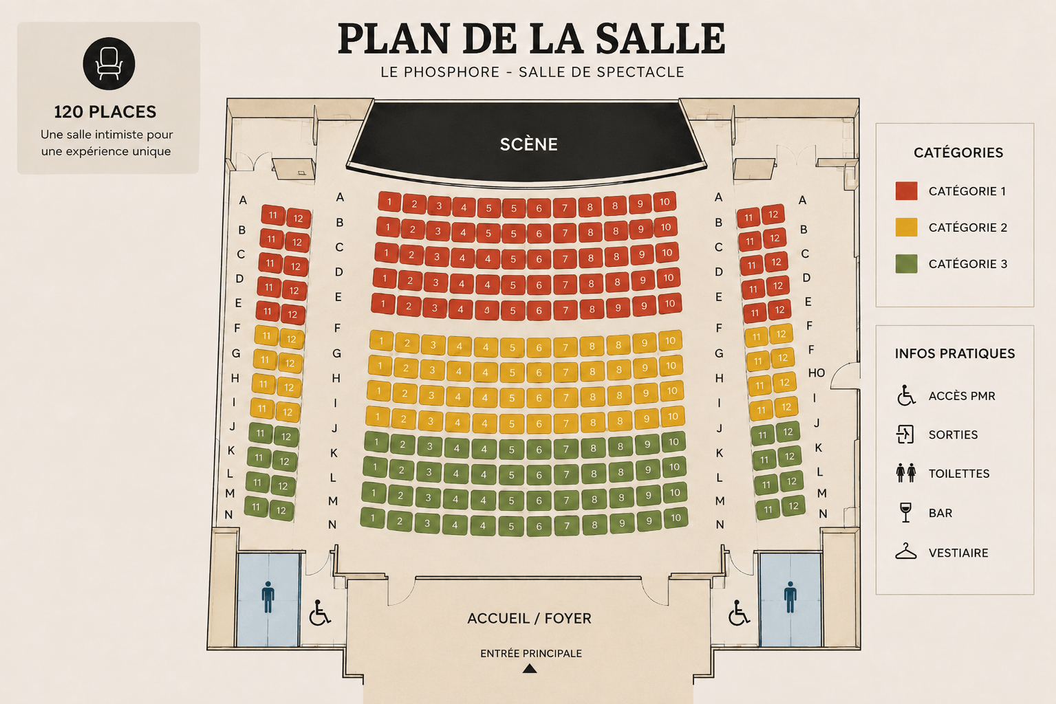 Plan de la salle Le Phosphore